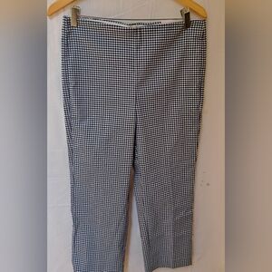 Chicos So Slimming Juliet Straight Leg Pants Navy Gingham Check Size 1 US 8 NEW